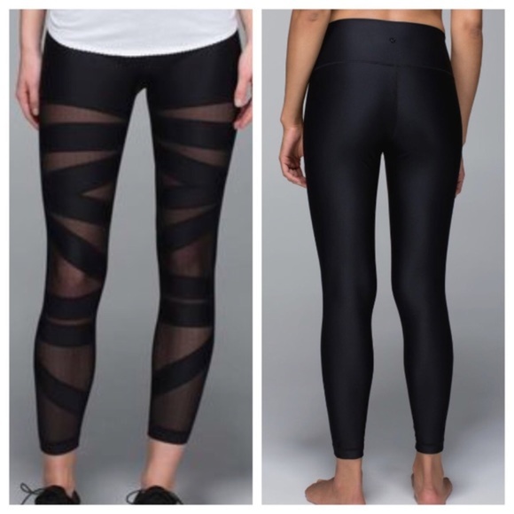 lululemon athletica Pants - Rare Lululemon High Times Shine Black Mesh Pant